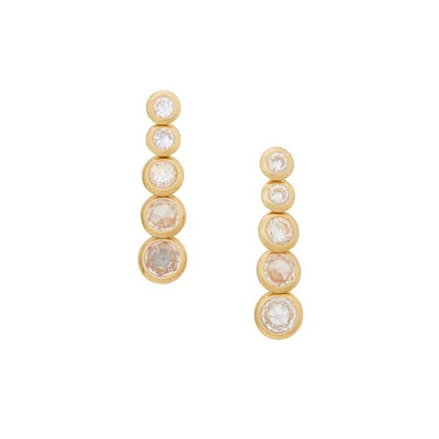 On The Dot Linear Goldplated & Cubic Zirconia Earrings