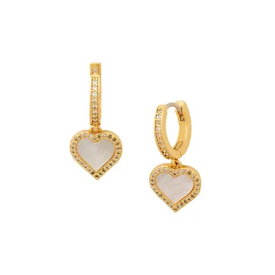 Take Heart Goldtone & Cubic Zirconia Hoop Earrings