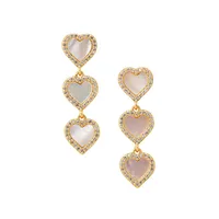 Take Heart Goldtone, Cubic Zirconia & Mother-Of-Pearl Linear Earrings