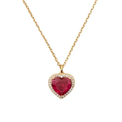 My Love Goldtone & Cubic Zirconia Pavé Heart Pendant Necklace