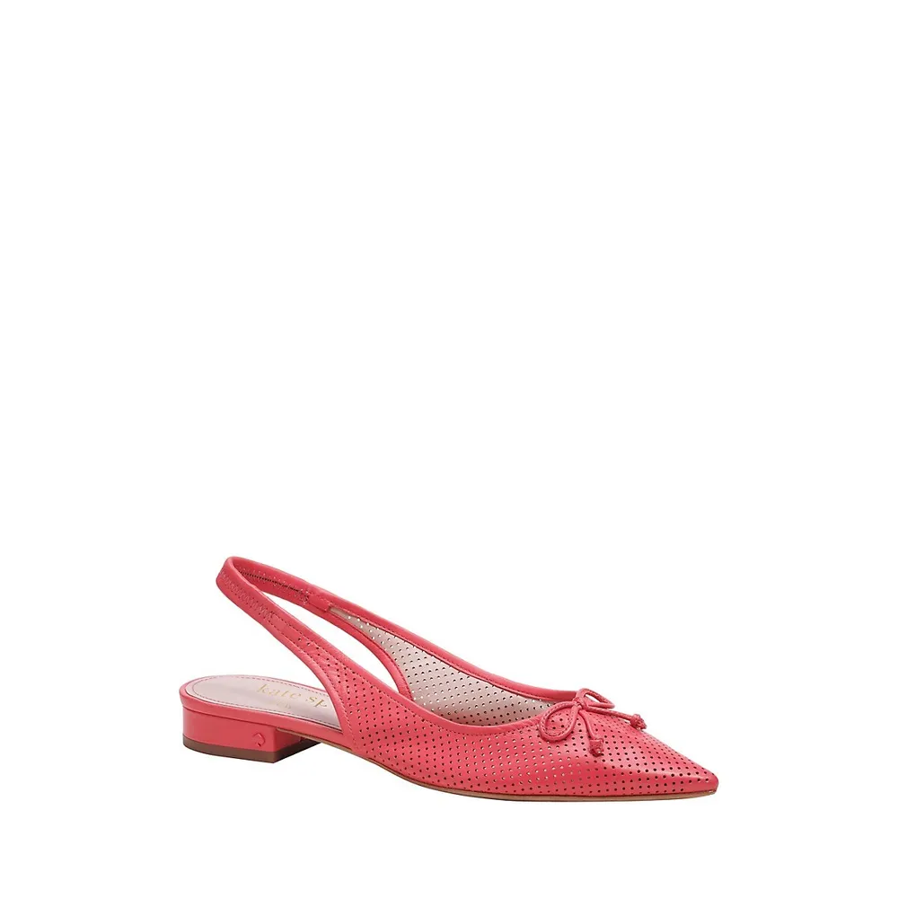 Veronica Perforated Leather Slingback Flats