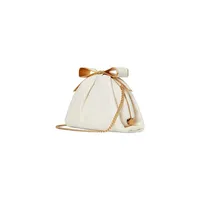 Bridal Pearlized Smooth Leather Bow Frame Clutch