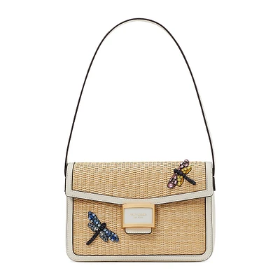 Sac à bandoulière en paille à motif de libellules Katy