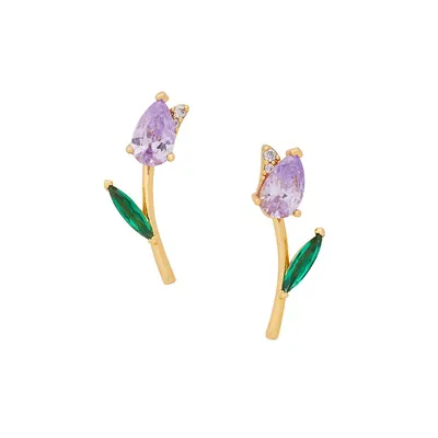 Greenhouse Goldtone & Cubic Zirconia Tulip Stud Earrings