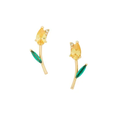 Greenhouse Goldtone & Cubic Zirconia Tulip Stud Earrings