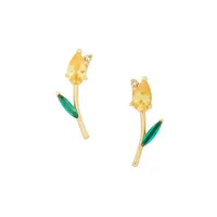 Greenhouse Goldtone & Cubic Zirconia Tulip Stud Earrings