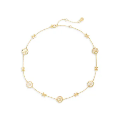 Hertiage Bloom Goldtone, Mother-Of-Pearl & Cubic Zirconia Necklace