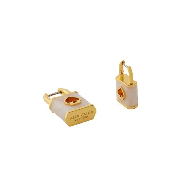 Lock and Spade Goldplated & Resin Huggie Earrings