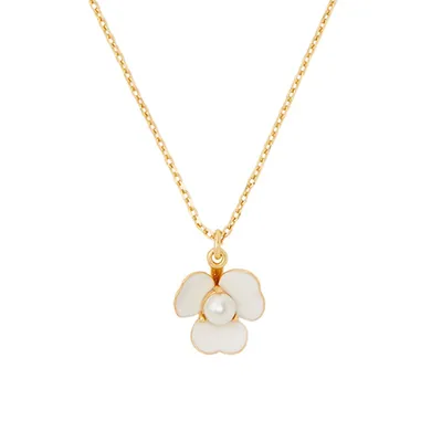 Bouquet Toss Goldtone, Enamel & Faux Pearl Mini Pendant Necklace