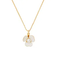 Bouquet Toss Goldtone, Enamel & Faux Pearl Mini Pendant Necklace