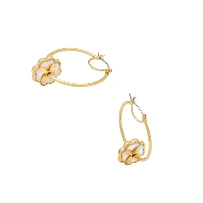 Heritage Bloom Goldplated & Mother-Of-Pearl Hoop Earrings