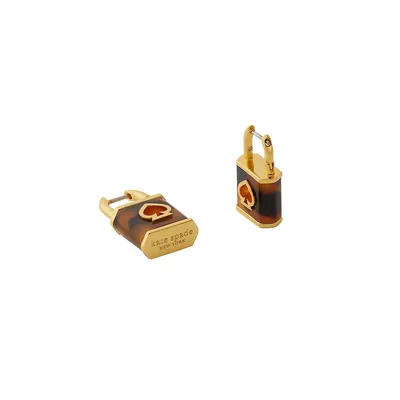 Lock and Spade Goldplated & Resin Huggie Earrings