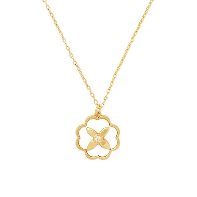 Heritage Bloom Goldplated, Mother-Of-Pearl & Cubic Zirconia Pendant Necklace