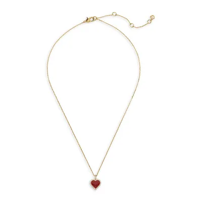 Take Heart Goldtone, Enamel & Cubic Zirconia Pendant Necklace