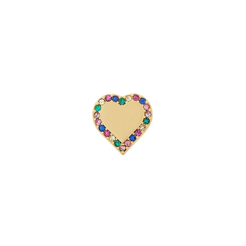 Take Heart Goldtone & Cubic Zirconia Heart Stud Earrings