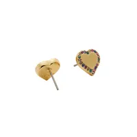 Take Heart Goldtone & Cubic Zirconia Heart Stud Earrings