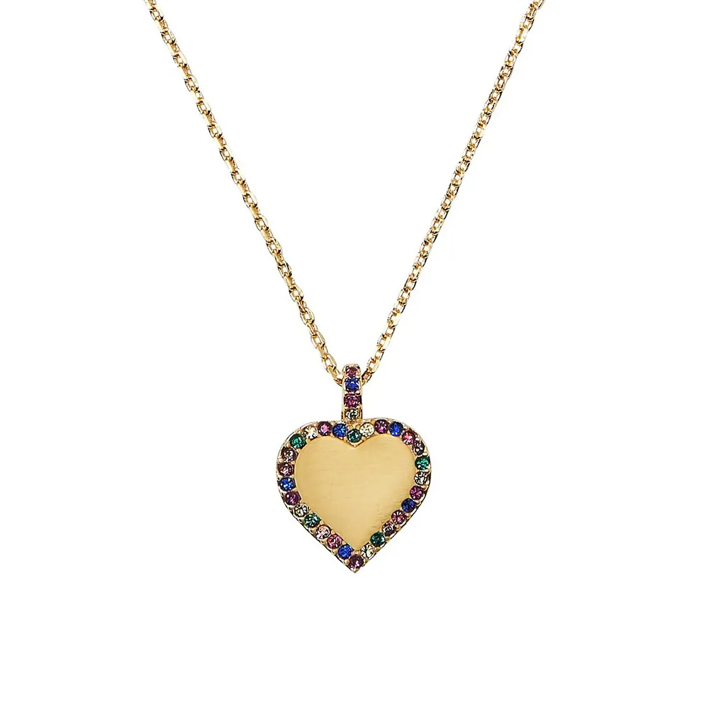 Take Heart Goldtone & Cubic Zirconia Pendant Necklace