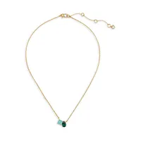 Showtime Goldtone, Cubic Zirconia & Glass Stone Pendant Necklace