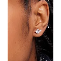Precious Delights Silvertone & Cubic Zirconia Delicate Stud Earrings
