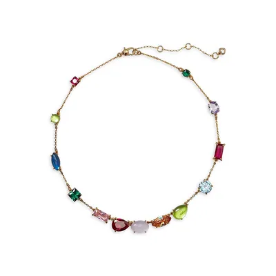 Showtime Goldtone & Glass Stone Scatter Necklace