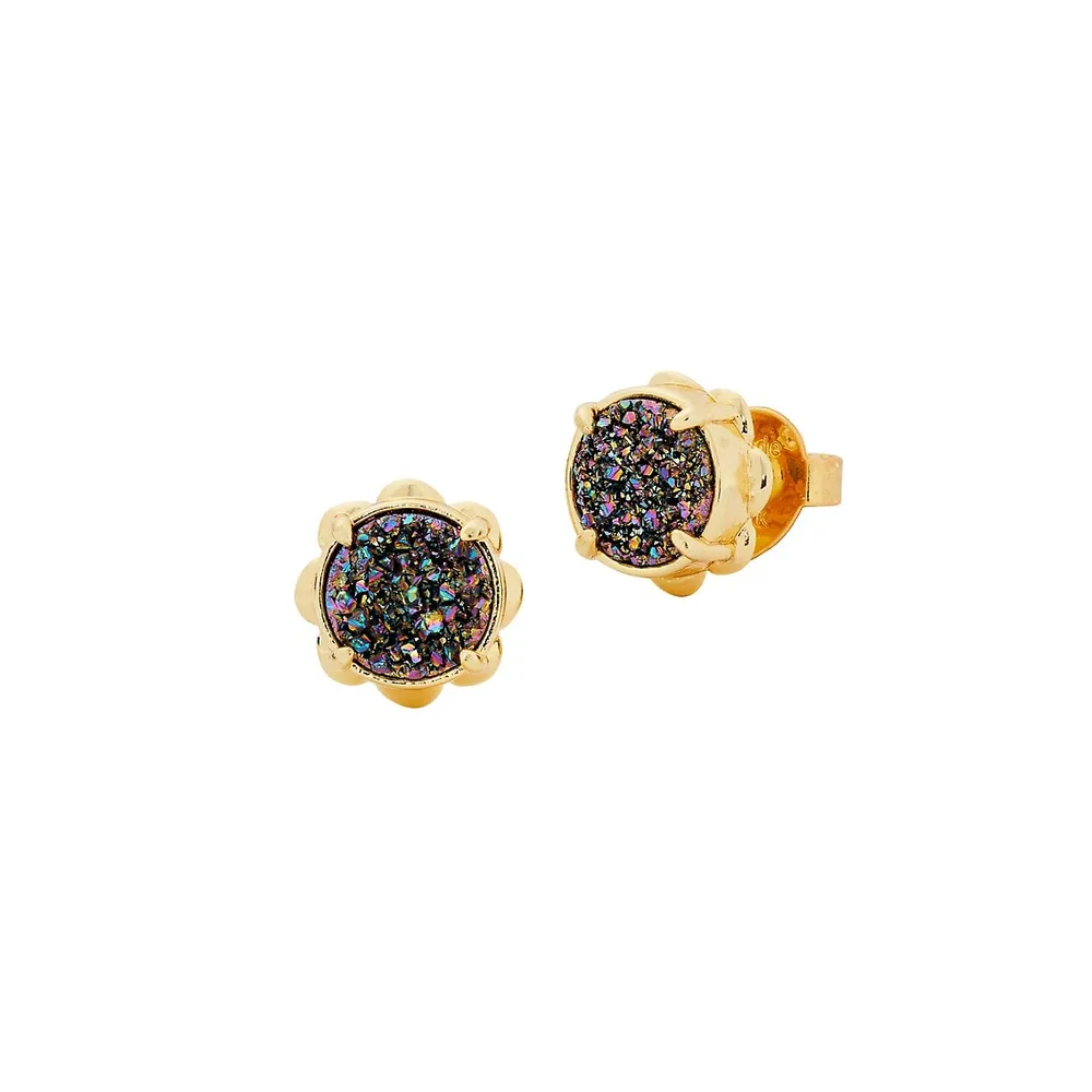 Glam Gems Goldtone & Agate Stud Earrings