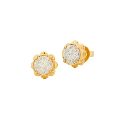Glam Gems Goldtone & Agate Stud Earrings