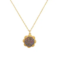 Glam Gems Goldtone & Agate Pendant Necklace