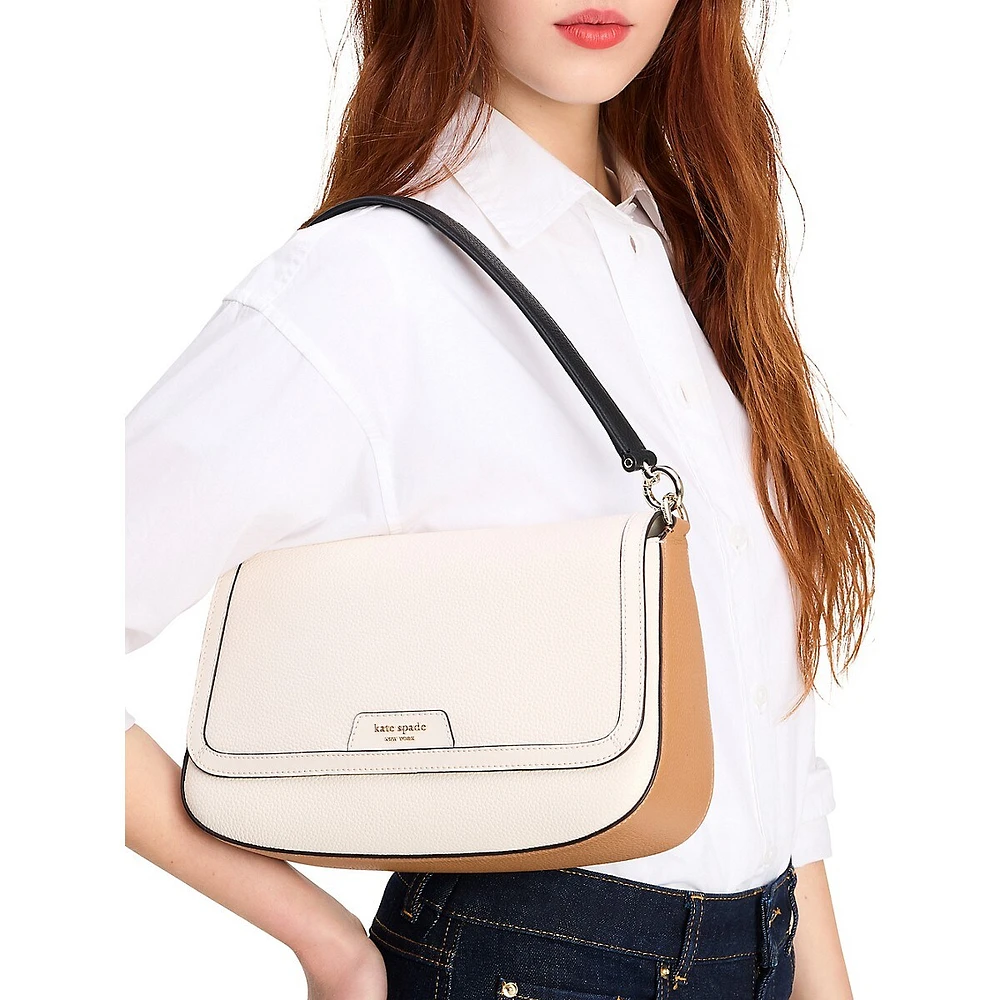 Hudson Colorblocked Pebbled Leather Shoulder Bag