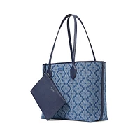 Bleeker Jacquard Spade Flower Denim Large Tote