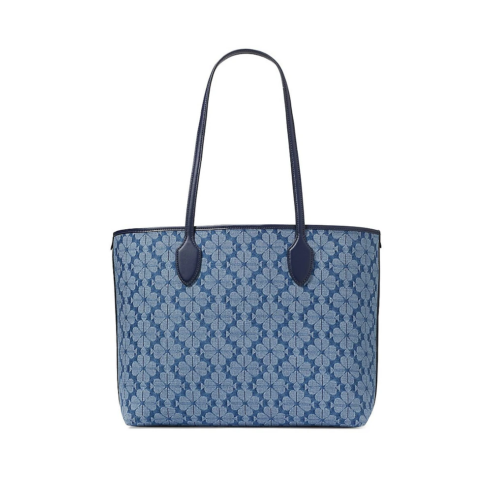 Bleeker Jacquard Spade Flower Denim Large Tote