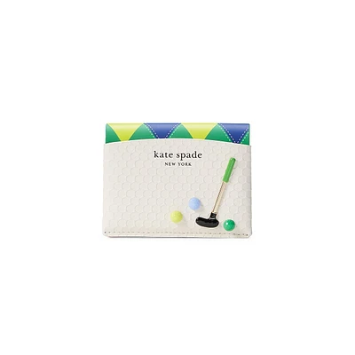 Tee Time Printed Leather Card Case