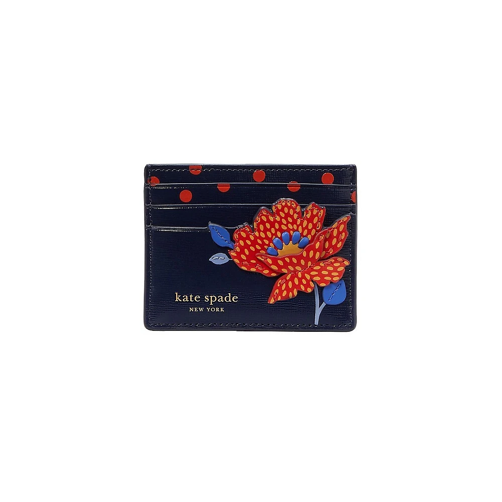 Dottie Bloom Saffiano Leather Card Holder