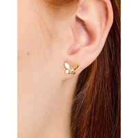 Social Butterfly Goldtone & Cubic Zirconia Butterfly Stud Earrings