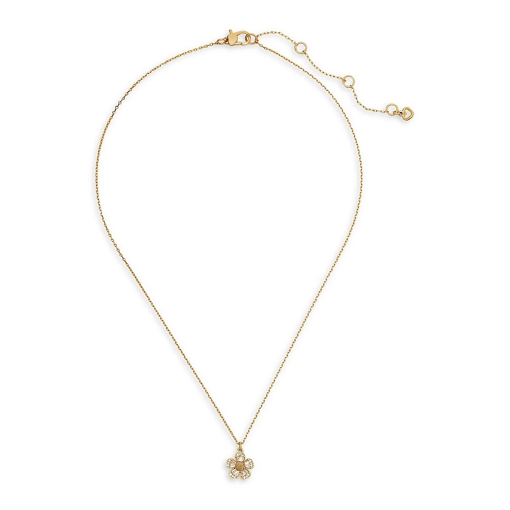 Fleurette Goldtone & Cubic Zirconia Pendant Necklace