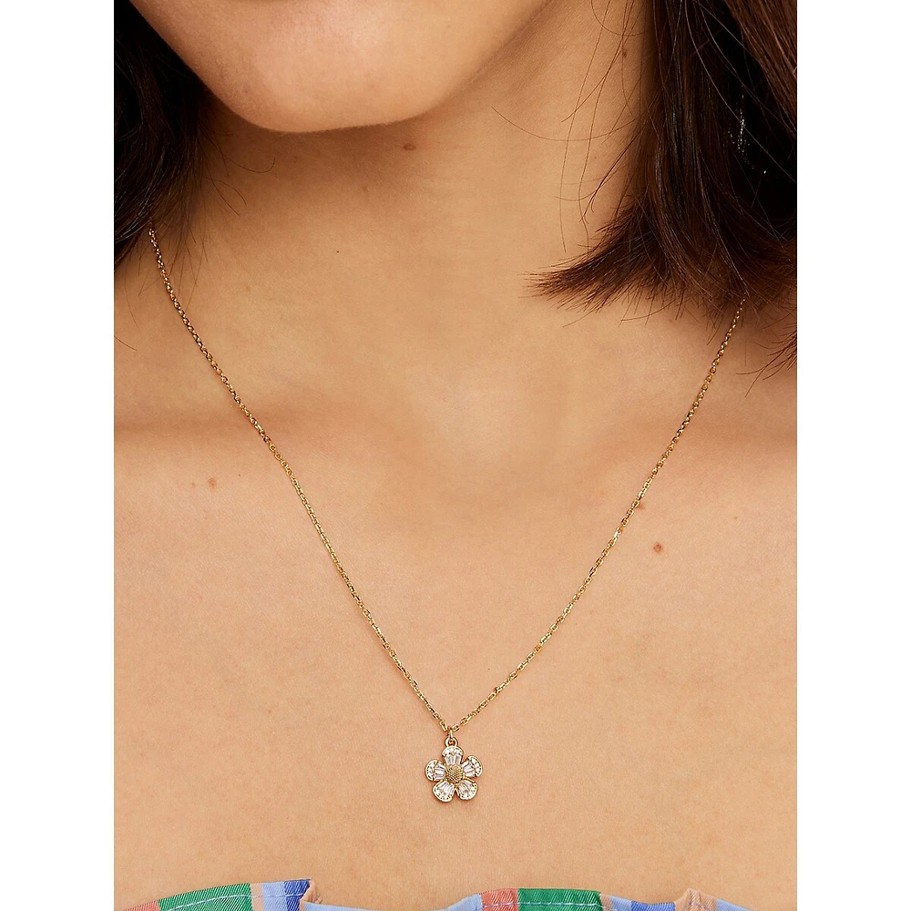 Fleurette Goldtone & Cubic Zirconia Pendant Necklace