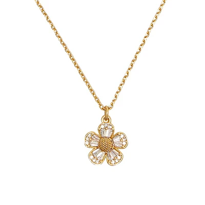 Fleurette Goldtone & Cubic Zirconia Pendant Necklace
