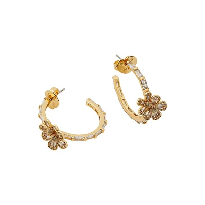 Precious Delights Goldtone & Cubic Zirconia Huggie Hoop Earrings
