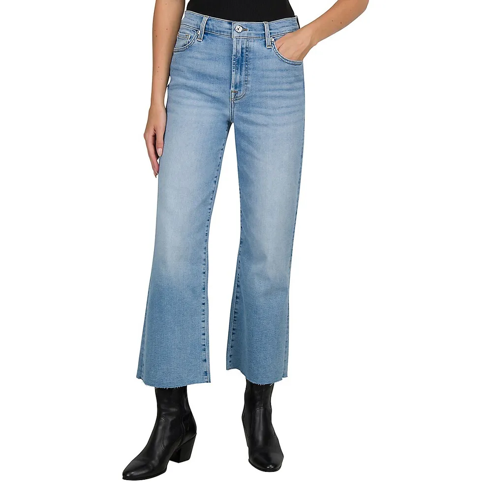 Etienne Alexa Cropped Cut Hem Wide-Leg Jeans