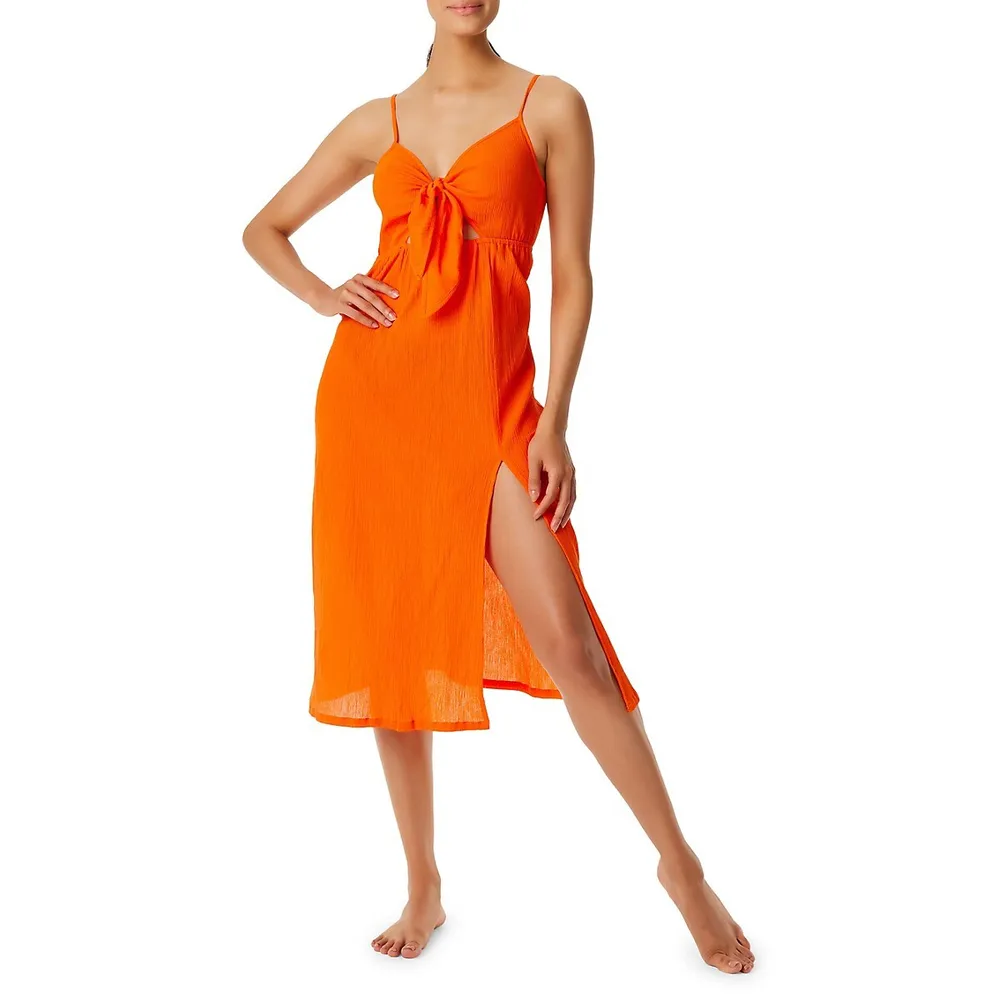 Splash Solids Tie-Up Midi Coverup Dress