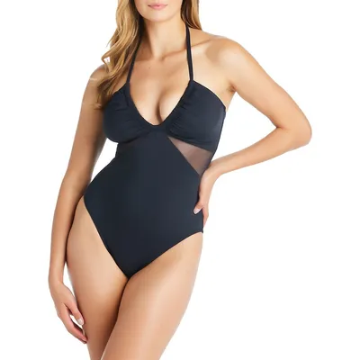 Don’t Mesh With Me Halterneck One-Piece Swimsuit