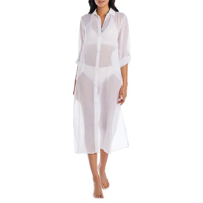 Easy Does It Long Chiffon Shirt Cover Up