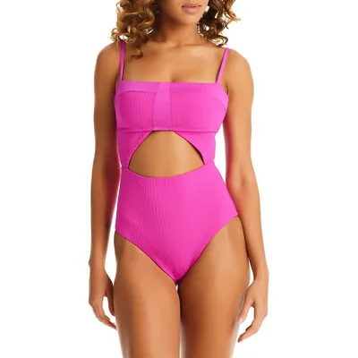 Refresh Rib Splice Banded Mio One-Piece Swimsuit