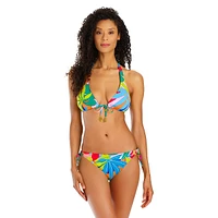 Tropical-Print Triangle Bikini Top