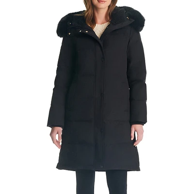 Faux Fur Trimmed Down Mid Parka