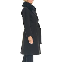 Faux Fur Collar Wrap Coat