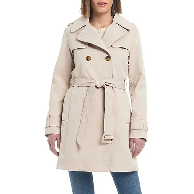 Pleated-Back Short Trench Coat