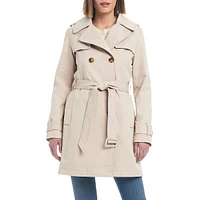 Pleated-Back Short Trench Coat