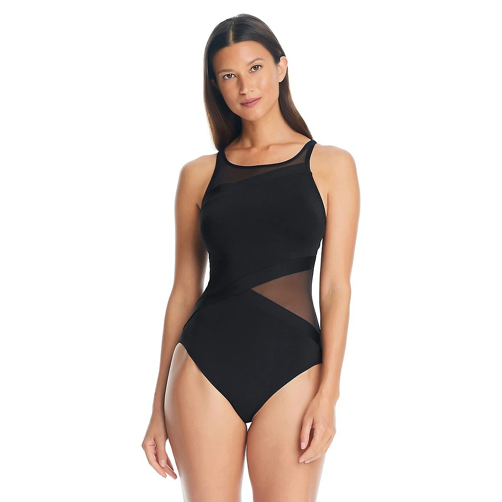 Don't Mesh With Me HighNeck One-Piece Swimsuit