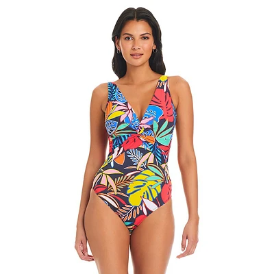 One-Piece Colour Field Draped Swimsuit