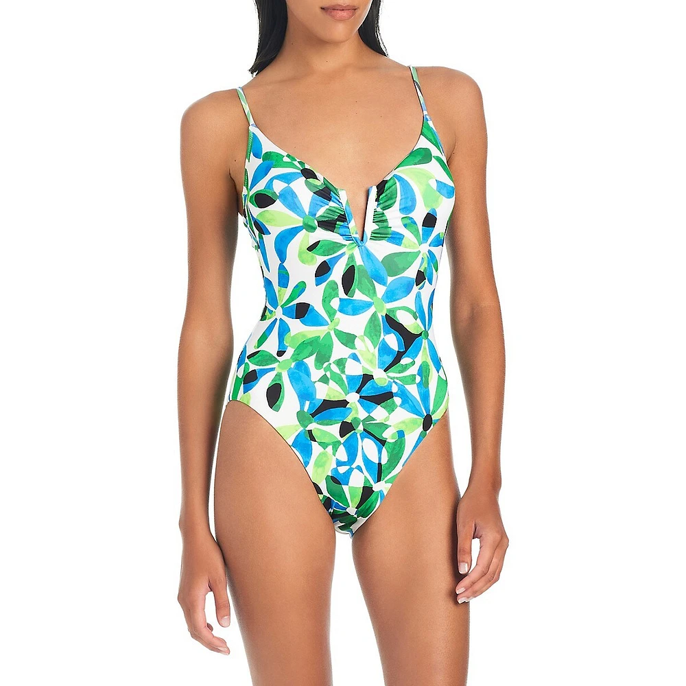 Jigsaw Petal One-Piece V-Wire Swimsuit